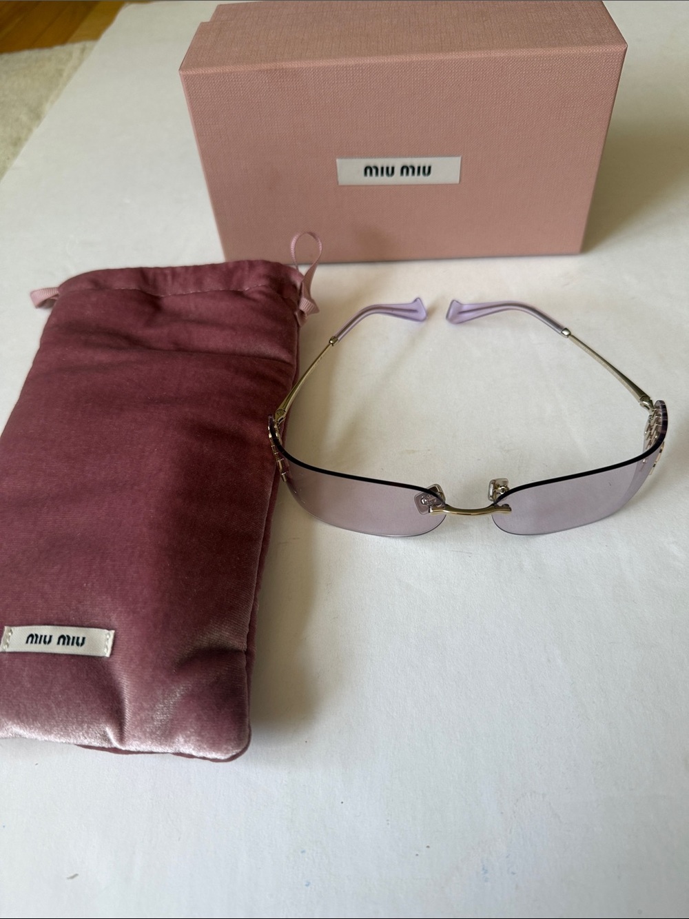 Miu Miu NEW!!! Rimless Sunglasses with Lilac Lenses and Pink Accents